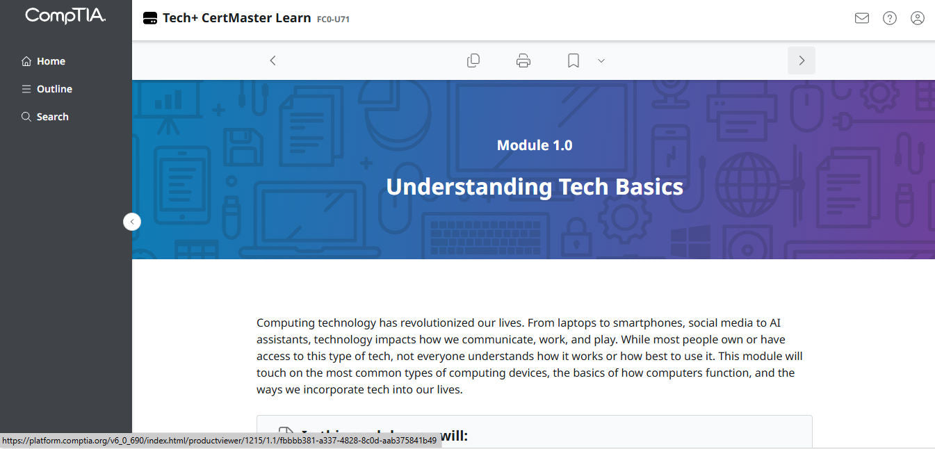 CompTIA CertMaster Learn Tech+ FC0-U71 - Individual License (12 Months Access)
